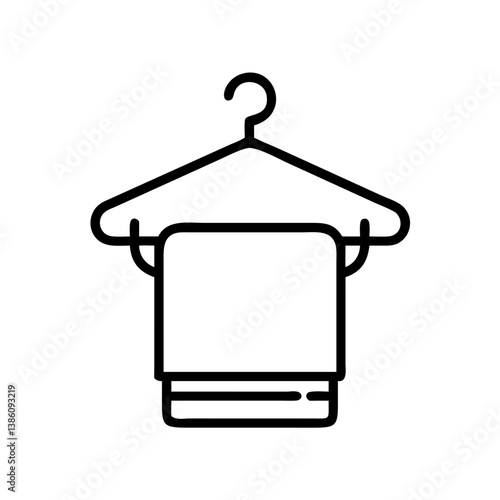 Towel hanging on a clothing hanger in minimalistic style  