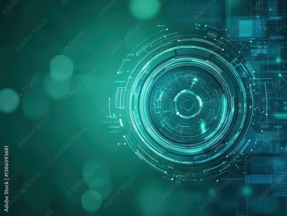Obraz premium Mesmerizing blue and green abstract circular background design for modern projects