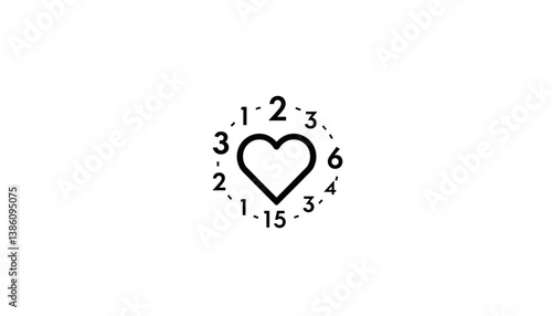 Heart outline symbol surrounded by numbers in a minimalistic style , numerology