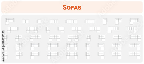 Furniture Layout Mockups Set Sofa Design Templates.eps