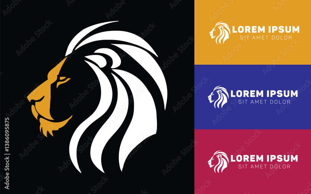 Fototapeta premium Elegant Lion Face Cartoon Logo in Two Colors