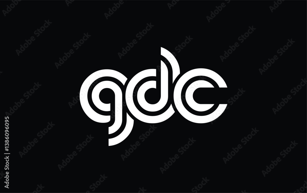 Fototapeta premium GDC Creative Unique Modern Letter Logo Design. Stylized logo featuring a unique letter design, presenting abstract minimalist aesthetics and modern appeal.