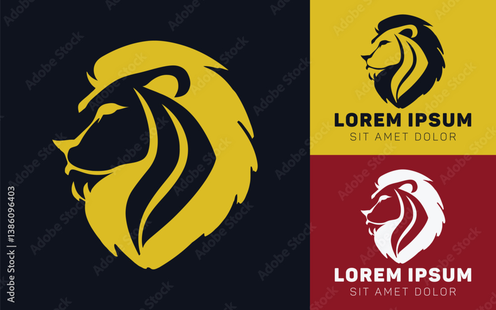 Obraz premium Minimal Lion Cartoon Head Logo for Iconic Look