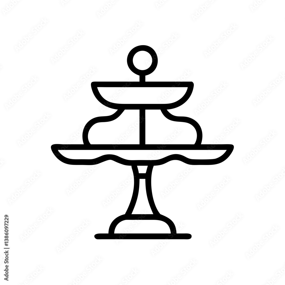 Elegant cake stand design in line art style Elegant cake stand design in line art style