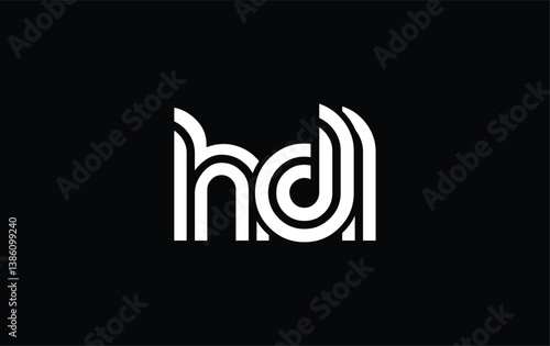HDL Creative Unique Modern Letter Logo Design. Stylized logo featuring a unique letter design, presenting abstract minimalist aesthetics and modern appeal.