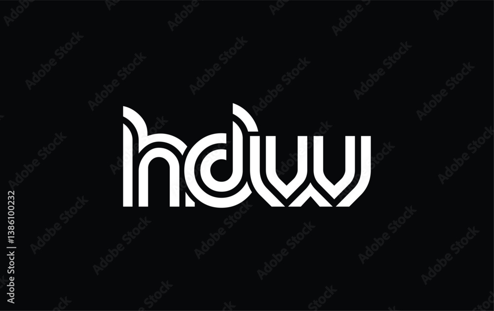 Naklejka premium HDW Creative Unique Modern Letter Logo Design. Stylized logo featuring a unique letter design, presenting abstract minimalist aesthetics and modern appeal.
