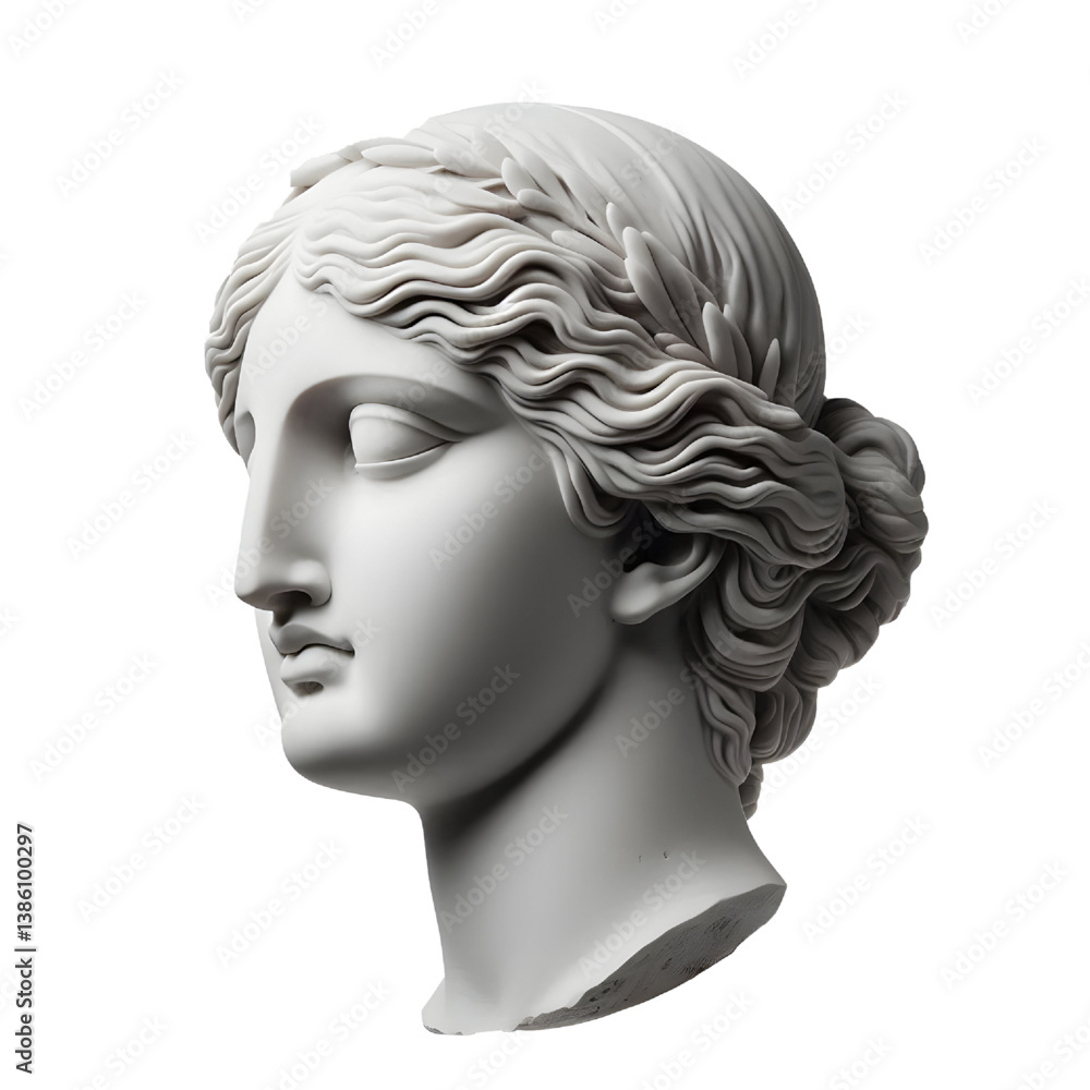 Gypsum copy of ancient statue Venus head isolated on white background Gypsum copy of ancient statue Venus head isolated on white background