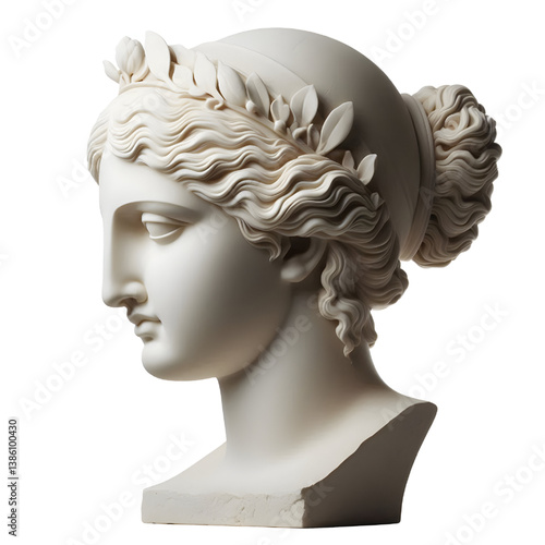 Gypsum copy of ancient statue Venus head  isolated on white background