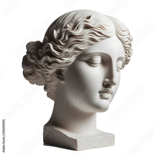 Gypsum copy of ancient statue Venus head  isolated on white background