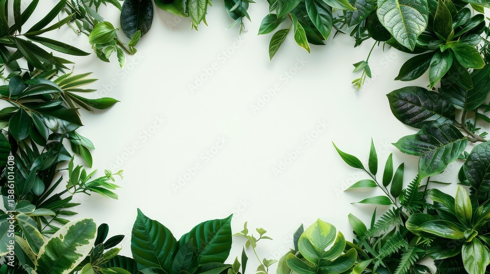 Lush Green Leaves Frame - Nature backdrop, vibrant greenery, botanical design, eco-friendly concept, spring freshness Lush Green Leaves Frame - Nature backdrop, vibrant greenery, botanical design, eco-friendly concept, spring freshness