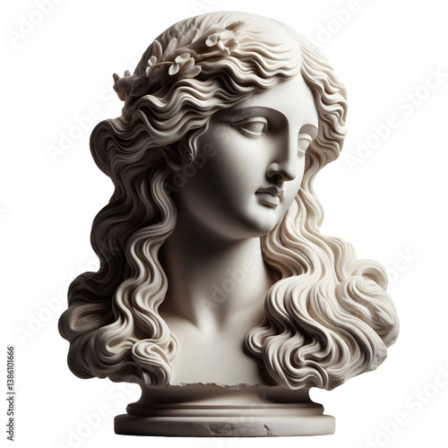 Gypsum copy of ancient statue Venus head  isolated on white background