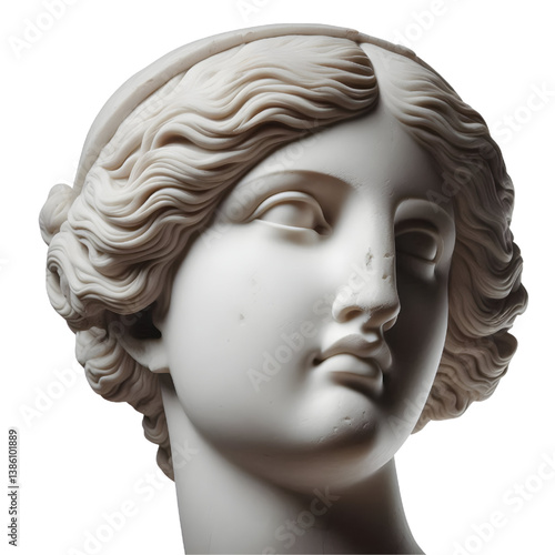 Gypsum copy of ancient statue Venus head  isolated on white background