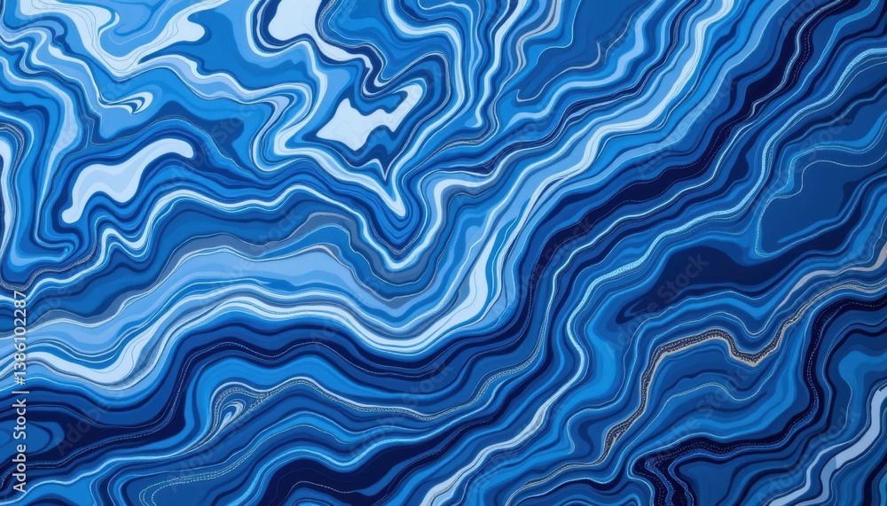 Abstract depiction of blue marbled surfaces with flowing patterns and depth. Abstract depiction of blue marbled surfaces with flowing patterns and depth.