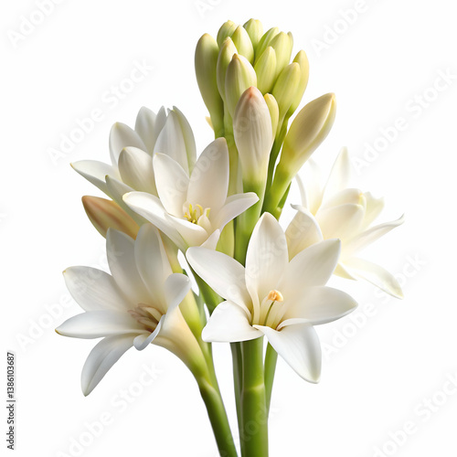 Tuberose on white background