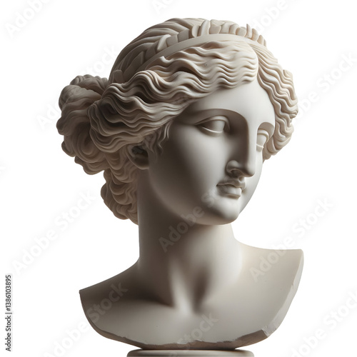 Gypsum copy of ancient statue Venus head  isolated on white background