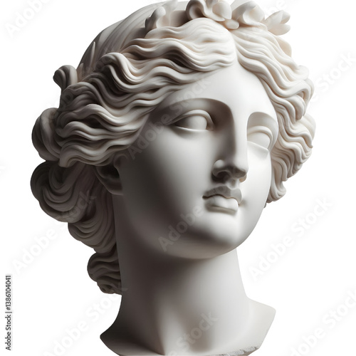 Gypsum copy of ancient statue Venus head  isolated on white background