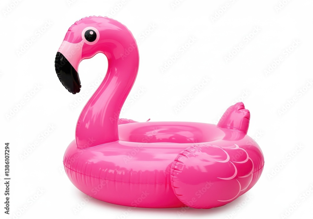 Inflatable pink flamingo pool float isolated white background Inflatable pink flamingo pool float isolated white background
