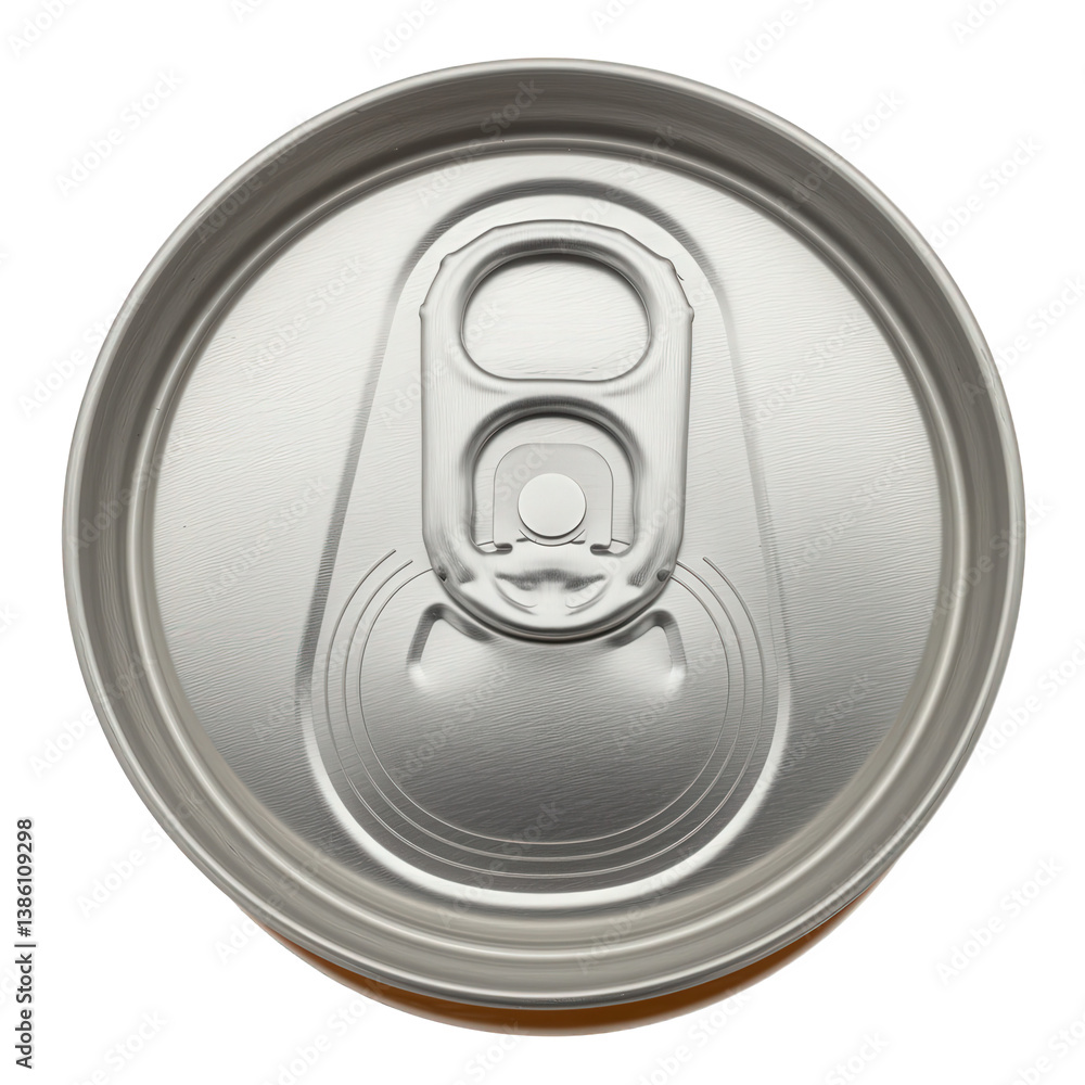 Unopened metal can lid with intact pull tab, ready to open. Unopened metal can lid with intact pull tab, ready to open.