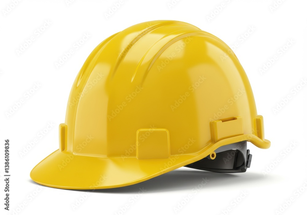 Fototapeta premium Yellow construction hard hat safety isolated white background