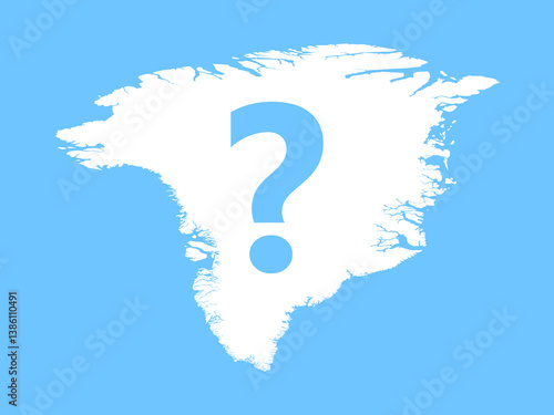 Map of Greenland and question mark simple flat icon illustration