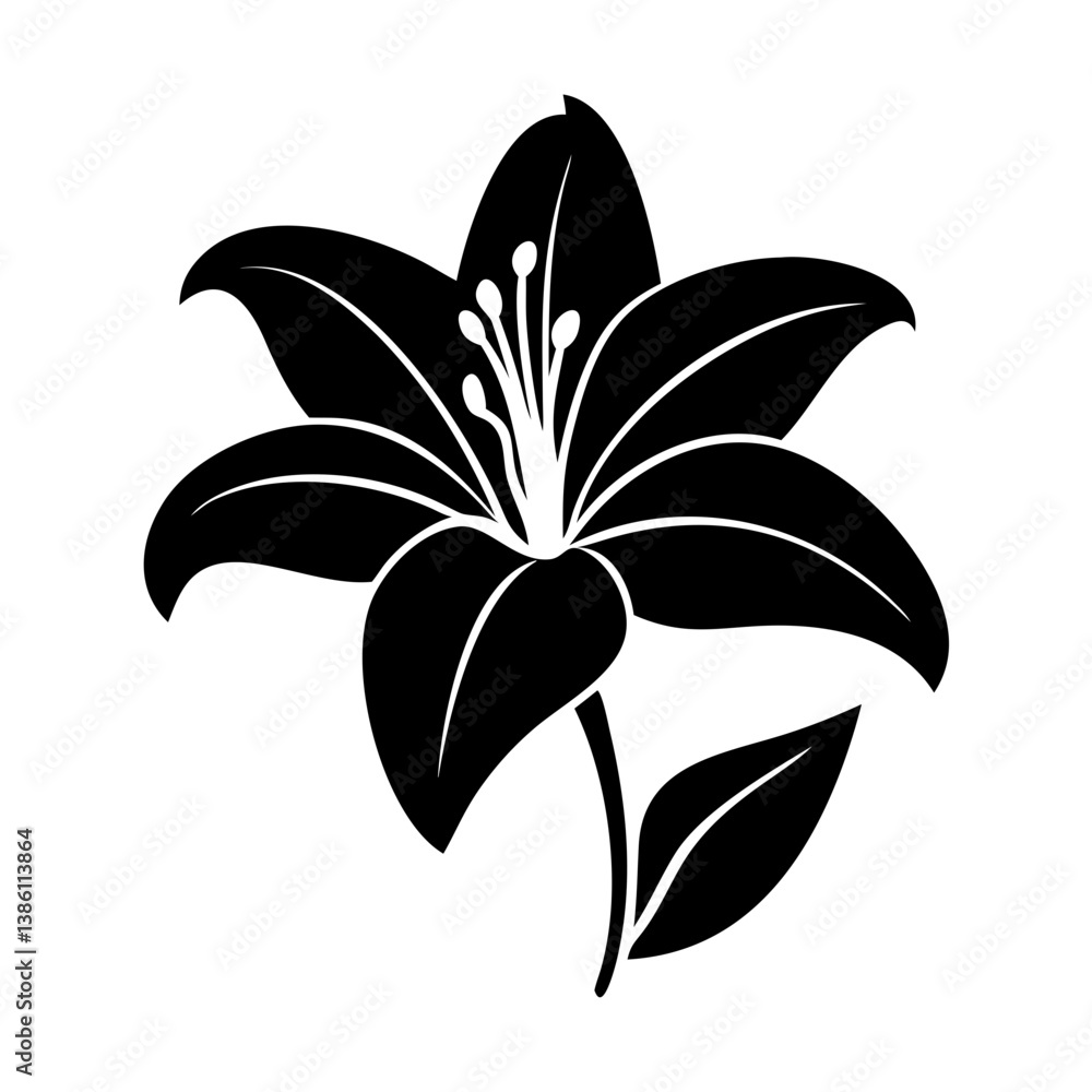 Obraz premium lily flower icon, lily flower line art - simple line art of lily flower, perfect for lily flower logos and icons