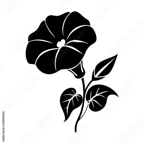 morning glory flower icon, morning glory flower line art - simple line art of morning glory flower, perfect for morning glory flower logos and icons