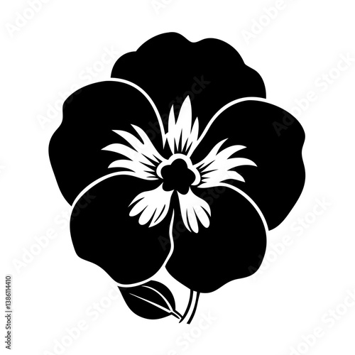 pansy flower icon, pansy flower line art - simple line art of pansy flower, perfect for pansy flower logos and icons