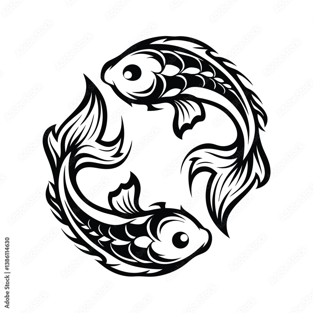Obraz premium Stylized Decorative Black Fish 