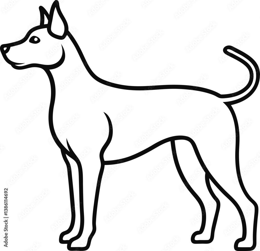 Obraz premium Cute cartoon vector illustration of a dog and other farm animals in black and white silhouette style