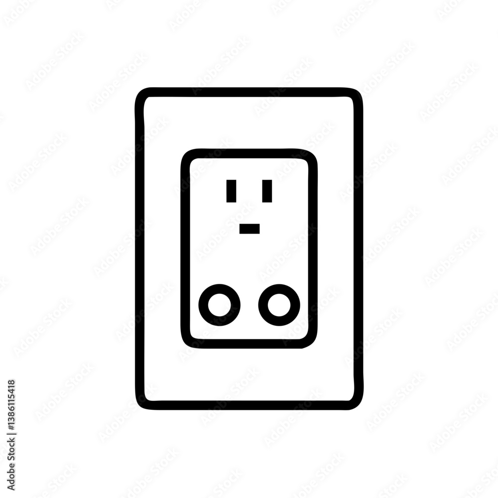 Electrical outlet icon in minimalist style with black outline Electrical outlet icon in minimalist style with black outline