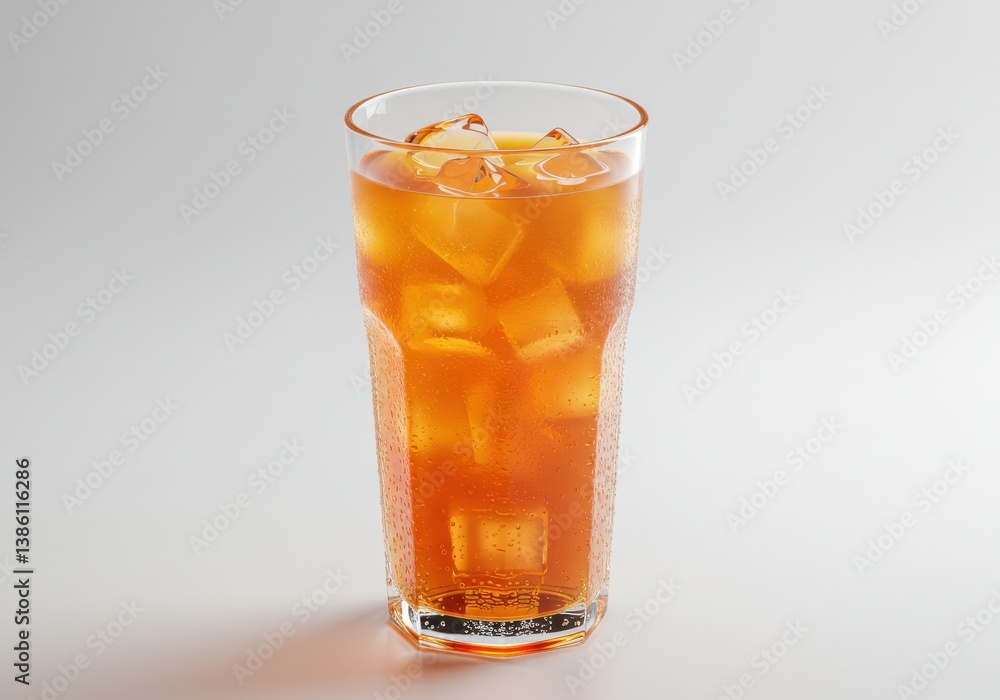 Cold beverage orange drink iced isolated white background Cold beverage orange drink iced isolated white background