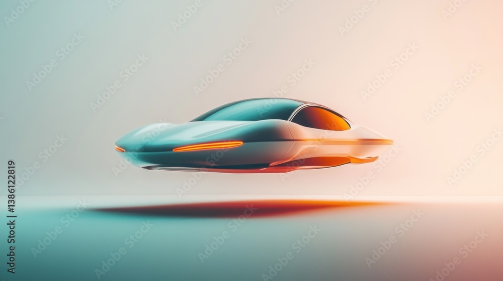 Futuristic Hovercraft in Flight Sleek Design with Glowing Accents for Technology and Innovatio Futuristic Hovercraft in Flight Sleek Design with Glowing Accents for Technology and Innovatio