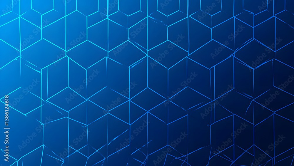 Fototapeta premium A mesmerizing blue gradient background featuring a network of interconnected 3D cubes and lines.