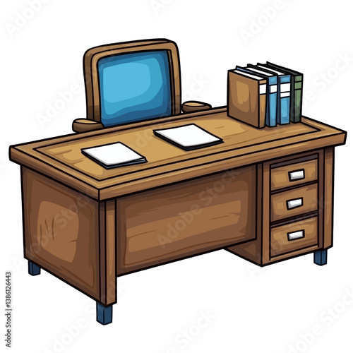 vector illustration of office desk