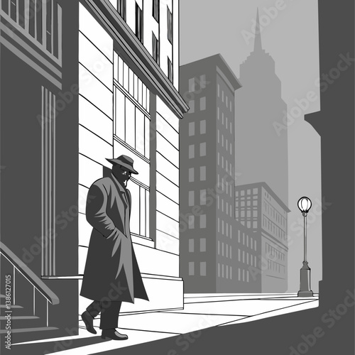 Vintage Mufasa Silhouette in Retro Noir – Timeless Monochrome Art