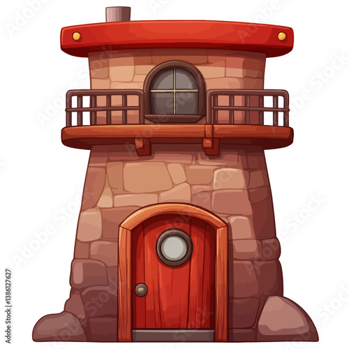 Fire station on white background 