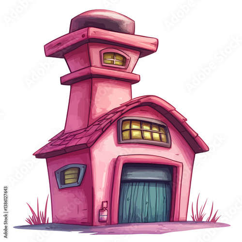 Fire station on a white 