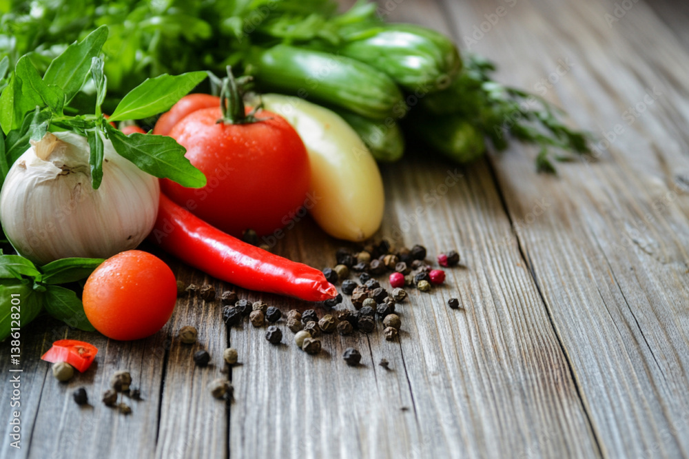 vegetables on a wooden table vegetables on a wooden table