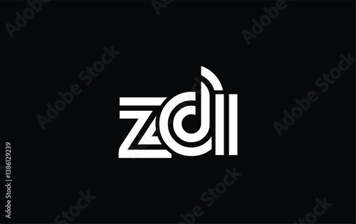 ZDI Creative Unique Modern Letter Logo Design. Stylized logo featuring a unique letter design, presenting abstract minimalist aesthetics and modern appeal.