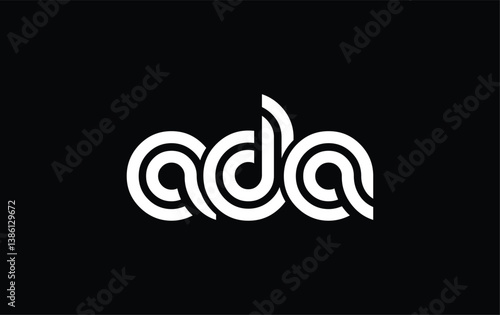 ADA Creative Unique Modern Letter Logo Design. Stylized logo featuring a unique letter design, presenting abstract minimalist aesthetics and modern appeal.