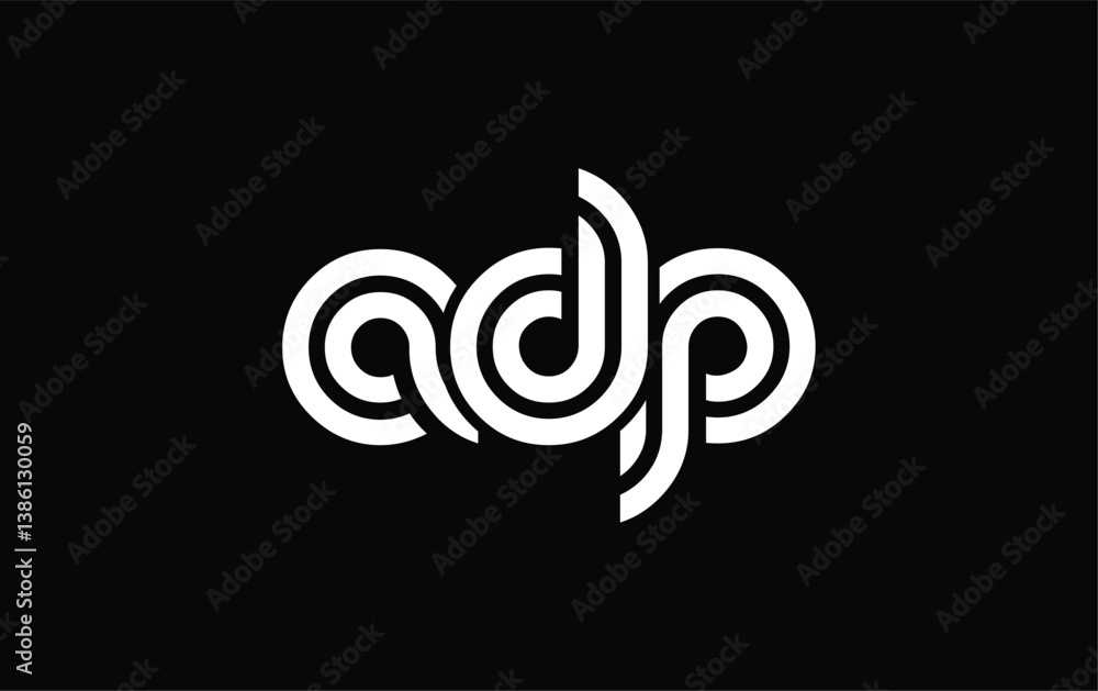 Fototapeta premium ADP Creative Unique Modern Letter Logo Design. Stylized logo featuring a unique letter design, presenting abstract minimalist aesthetics and modern appeal.