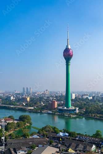 Colombo city skyline with modern architecture and Lotus Tower. Travel and architecture.