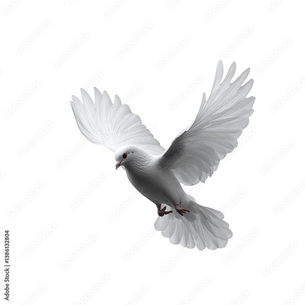 Fototapeta premium white dove flying on the transparent background transparent background
