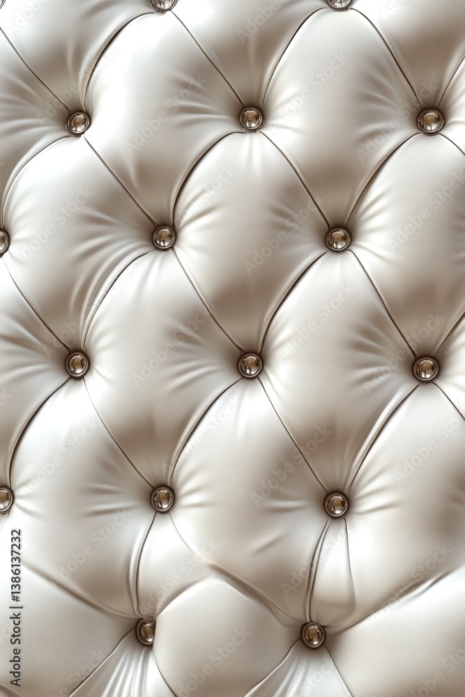 Fototapeta premium Luxurious Ivory Leather Upholstery with Diamond Pattern and Elegant Button Tufting for Sophisticated Design and Texture Richness