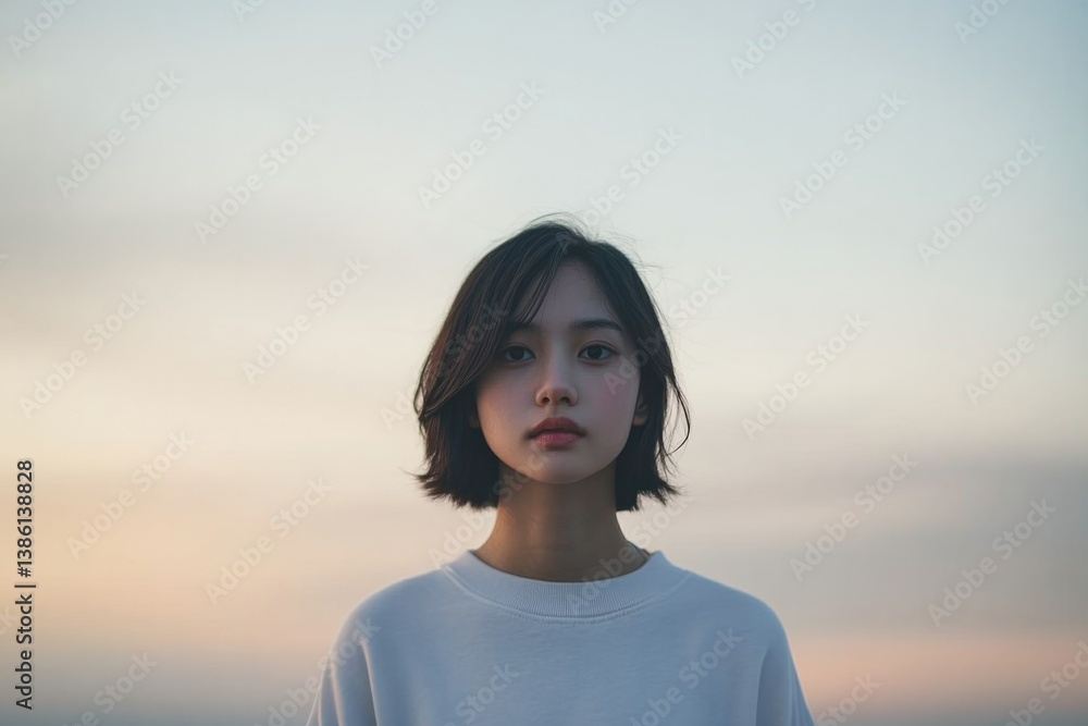 minimalistic portrait of person with any gender race or age standing with blurred background offering copy space evoking minimalistic portrait of person with any gender race or age standing with blurred background offering copy space evoking