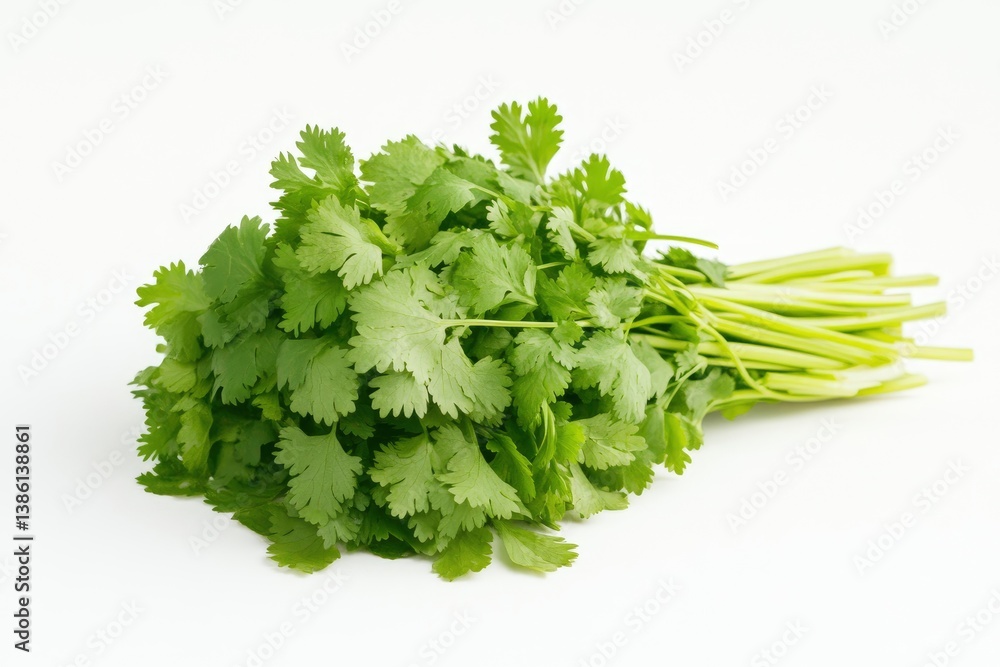 Fresh Cilantro Bunch Isolated on White Background for Culinary Use Fresh Cilantro Bunch Isolated on White Background for Culinary Use