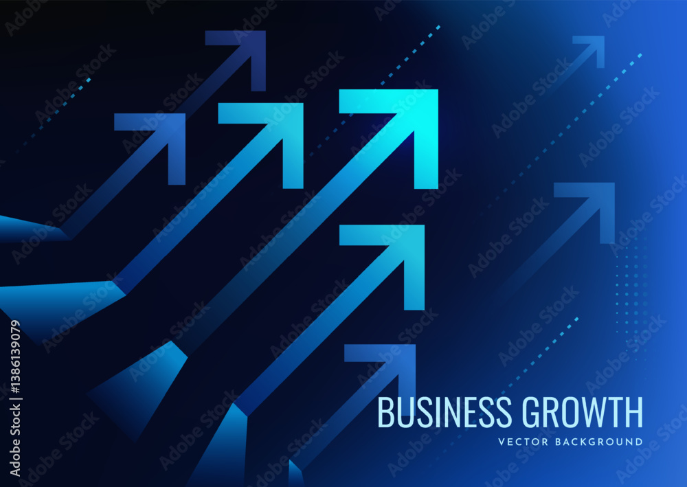 Multiple blue arrows pointing upward on a dark gradient background, symbolizing business growth and success in a modern digital concept. Vector illustration Multiple blue arrows pointing upward on a dark gradient background, symbolizing business growth and success in a modern digital concept. Vector illustration