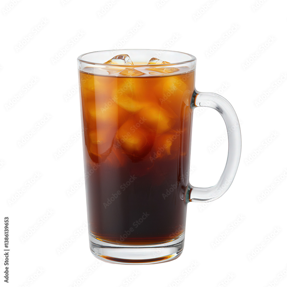 Iced coffee in a glass mug with ice. Iced coffee in a glass mug with ice.