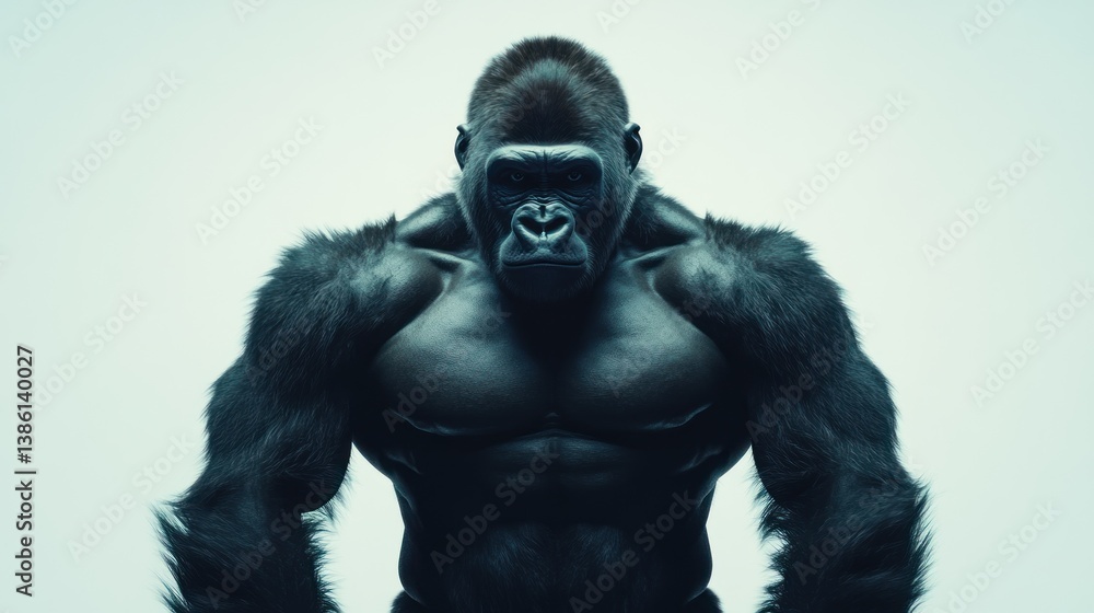 Powerful Primate with Muscular Build and Intense Stare Powerful Primate with Muscular Build and Intense Stare