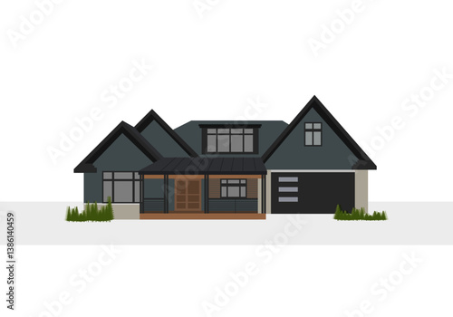 Wallpaper Mural Modern single-storey house illustration Torontodigital.ca